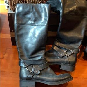 Bandolier black leather boots